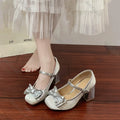 Rhinestone Flower Mary Jane Heels – Women's 7.5cm Party Pumps Mary Jane Pumps Axl sliver-1 37