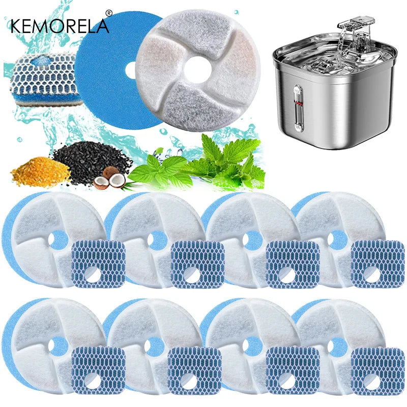 KEMORELA Cat Fountain Carbon Replacement Filters – 4/12 Pack Pet Fountain Filter Axl