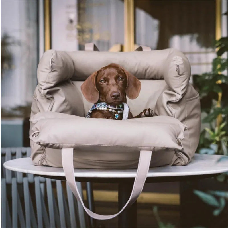 Portable Waterproof Pet Car Bed – Washable Dog & Cat Sofa Pet Travel Bed Axl Gray