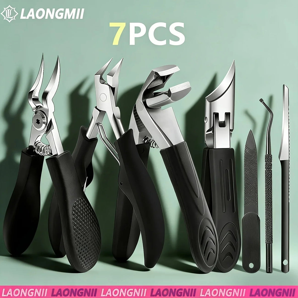 Podiatrist Nail Care Set – Heavy Duty Stainless Steel Clippers Nail Care Set Axl 7PCS