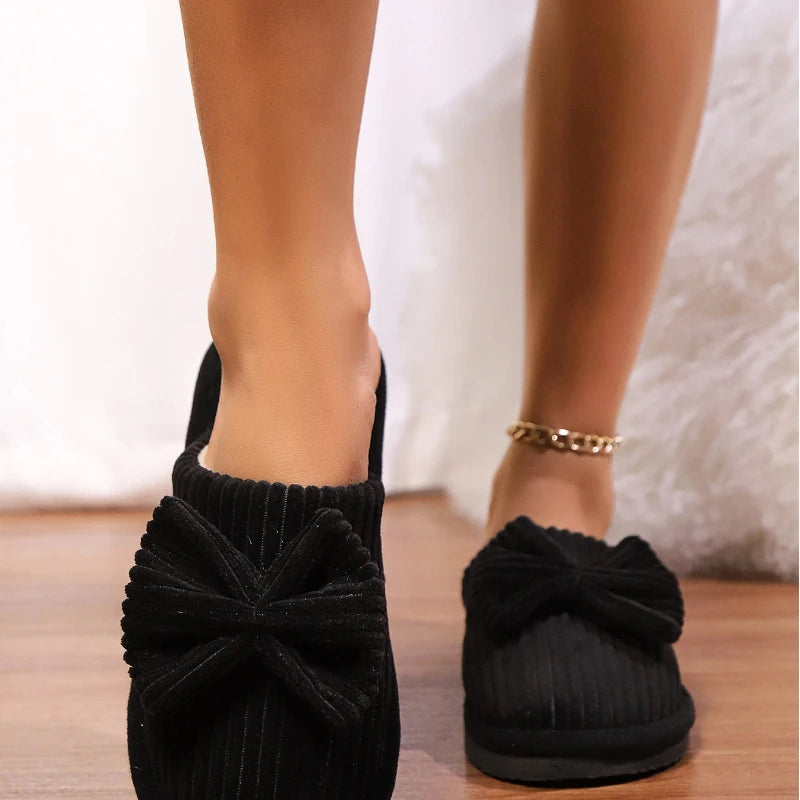 Women's Bow Slippers – Soft Warm Flannel Indoor House Shoes Women's Slippers Axl