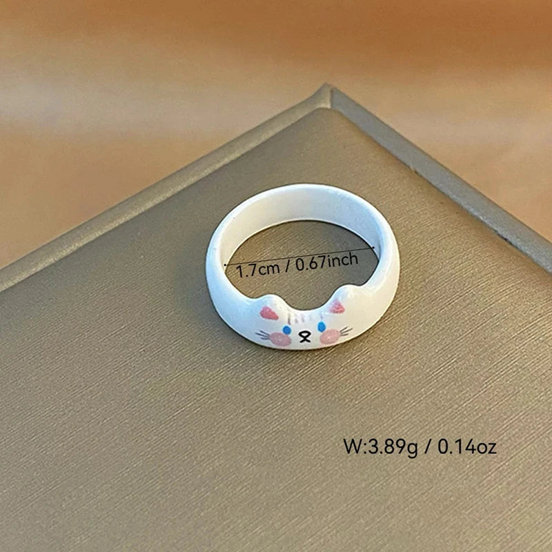 Cute Cat Resin Ring – Adjustable Novelty Ring for Women Novelty Resin Ring Axl