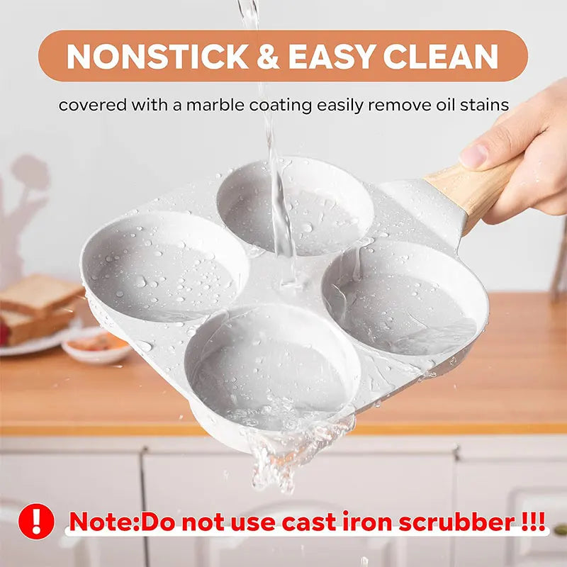 4-Cup Nonstick Granite Egg Pan – Omelette & Pancake Skillet Nonstick Egg Pan Axl