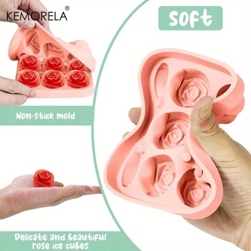 3D Rose Silicone Ice Cube Mold – 9-Grid Flower Tray | KEMORELA Silicone Ice Mold Axl