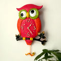 Owl Luminous Pendulum Wall Clock – Silent 16-Inch Resin Decor Decorative Wall Clock Axl Red