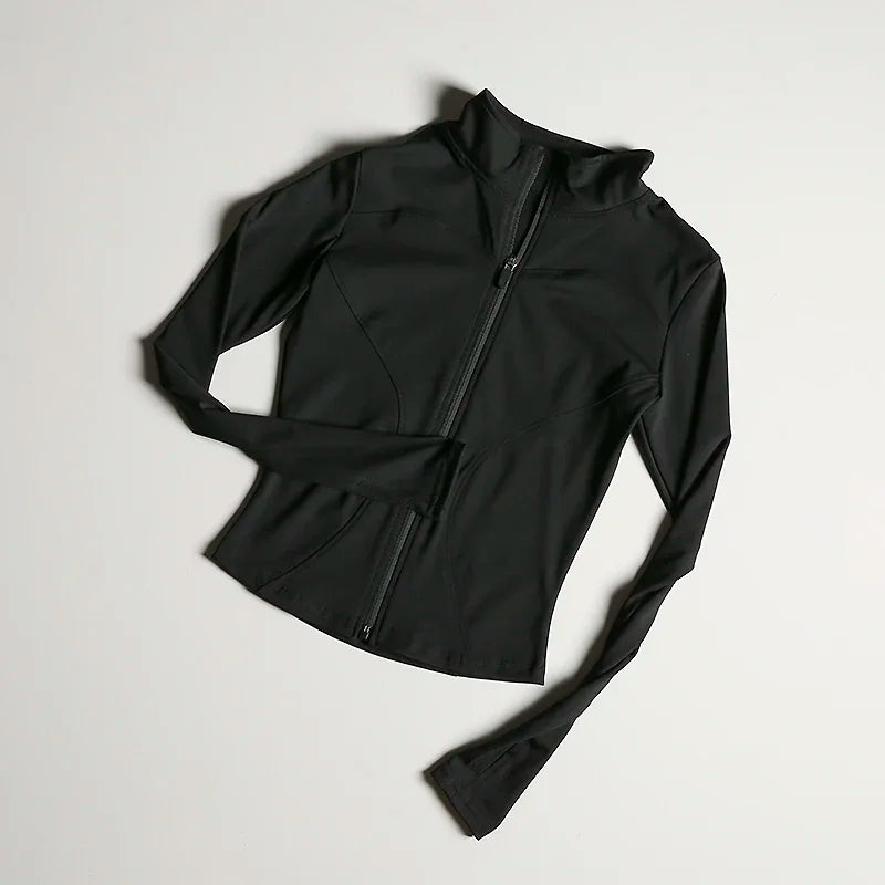 Women's Plus Velvet Zip-Up Sports Jacket – Slim Fit Quick Dry Women's Sports Jacket Axl Black XL