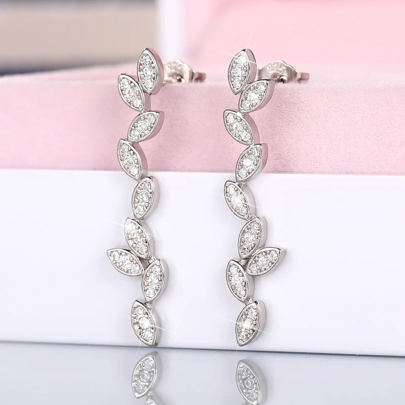 Huitan CZ Crystal Geometric Drop Earrings | Bridal Jewelry CZ Drop Earrings Axl