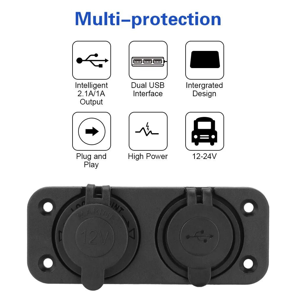 12–24V Dual USB Car Charger Socket Splitter | Car & RV USB Car Charger Axl