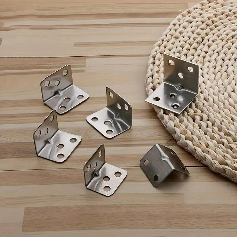 10-Pack Stainless Steel 90° L Corner Brackets for Shelves & Furniture Corner Brackets Axl