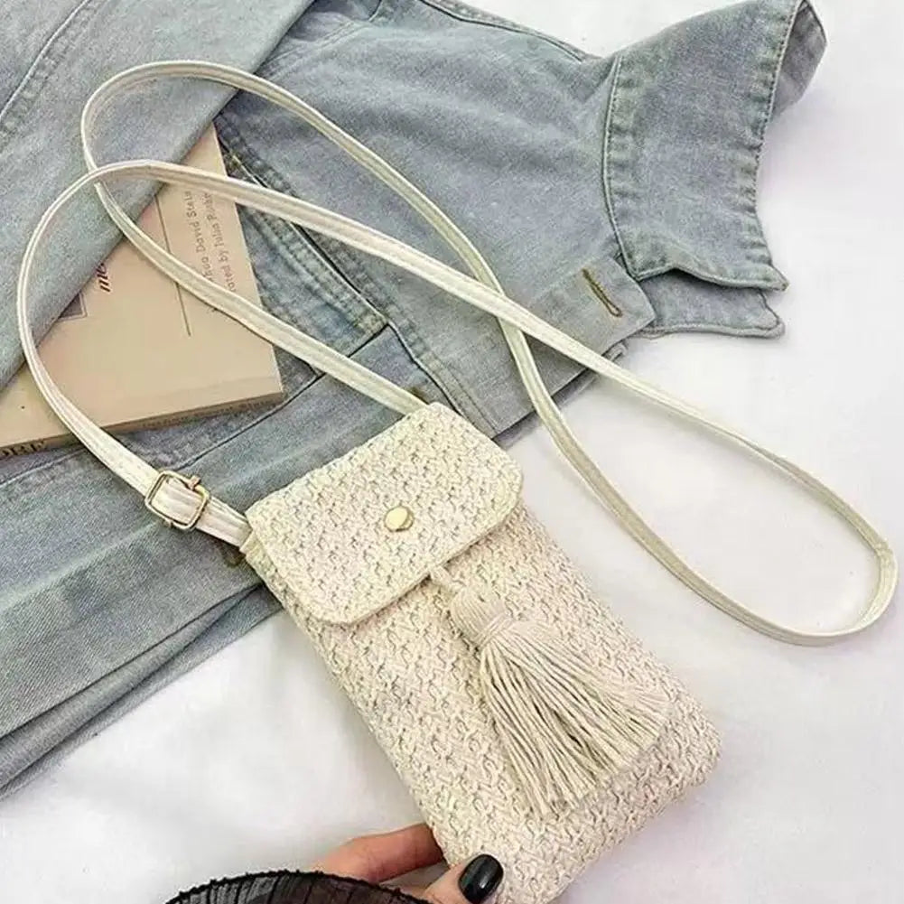 Boho Woven Mini Crossbody Bag – Cell Phone Purse for Women Woven Crossbody Bag Axl