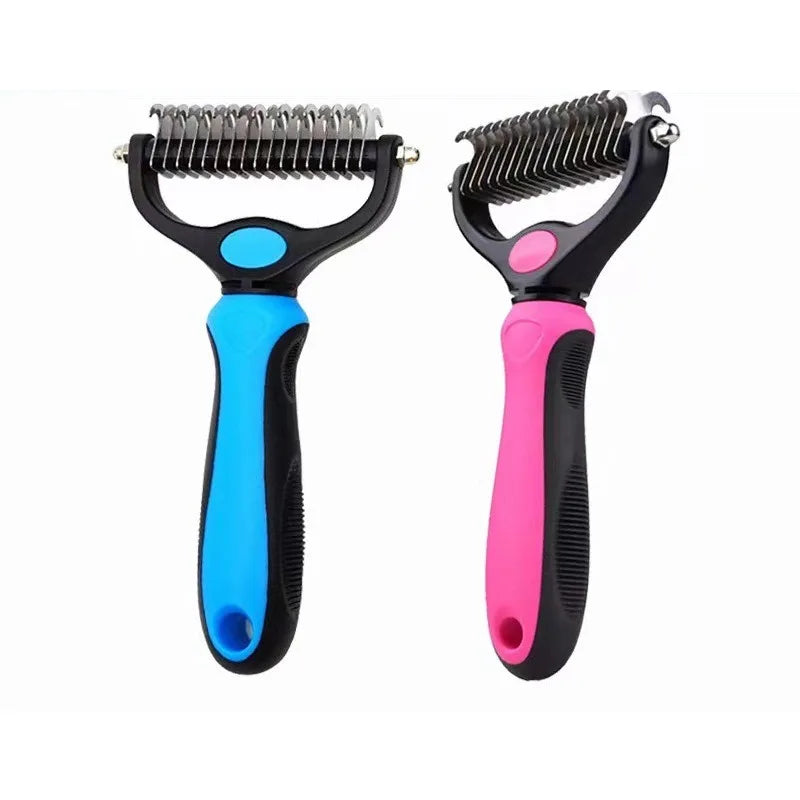 2-Sided Pet Deshedding Brush – Dog & Cat Grooming Comb Pet Grooming Brush Axl