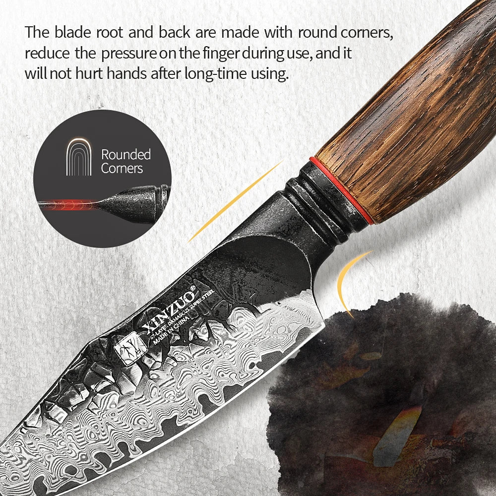 XINZUO Mo Series 4.2" Damascus Paring Knife | Gift Box Damascus Paring Knife Axl