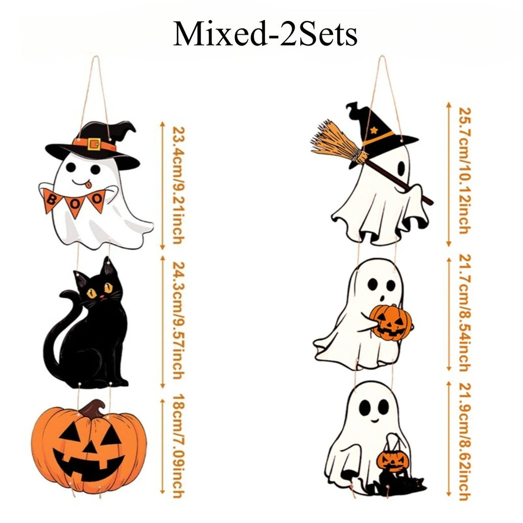 Halloween Pumpkin Ghost Door Hanging Pendant Decoration Halloween Door Hanging Axl Mixed-2 Sets