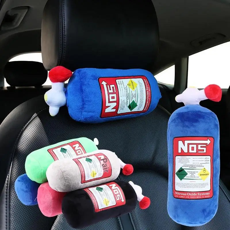 NOS Bottle Plush Car Neck Pillow – Novelty Headrest Cushion Car Neck Pillow Axl