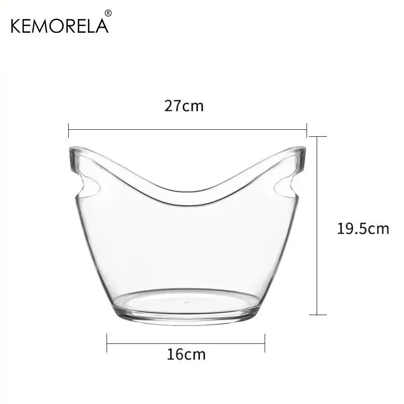 KEMORELA 4/8L Clear Ice Bucket with Handle – Wine & Beer Chiller Ice Bucket Axl 4L