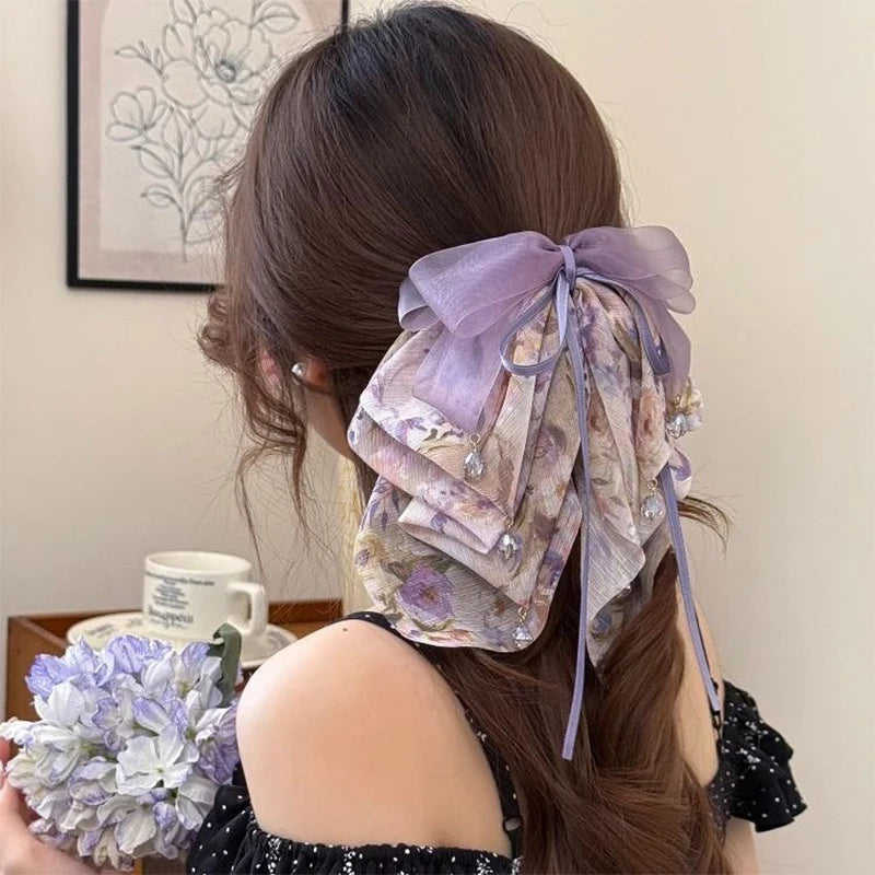 Floral Bow Bead Shark Clip – French Elegant Hair Claw Hair Claw Clip Axl
