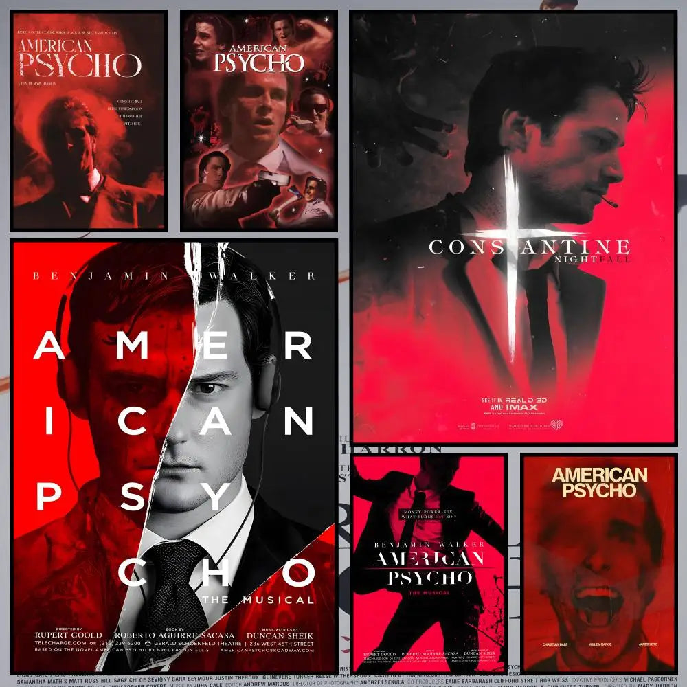 American Psycho Movie Poster – Peel-and-Stick PVC Wall Art HD Movie Wall Poster Axl