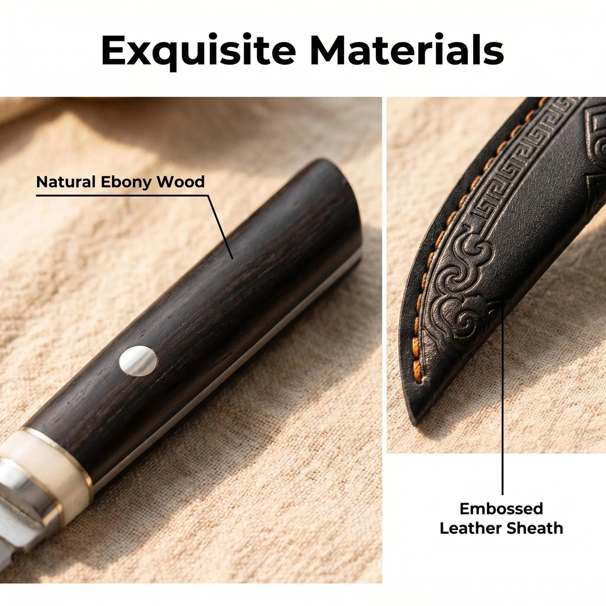 Ebony Handle Paring Knife 5Cr15 Steel Blade & Leather Sheath Paring Knife Axl