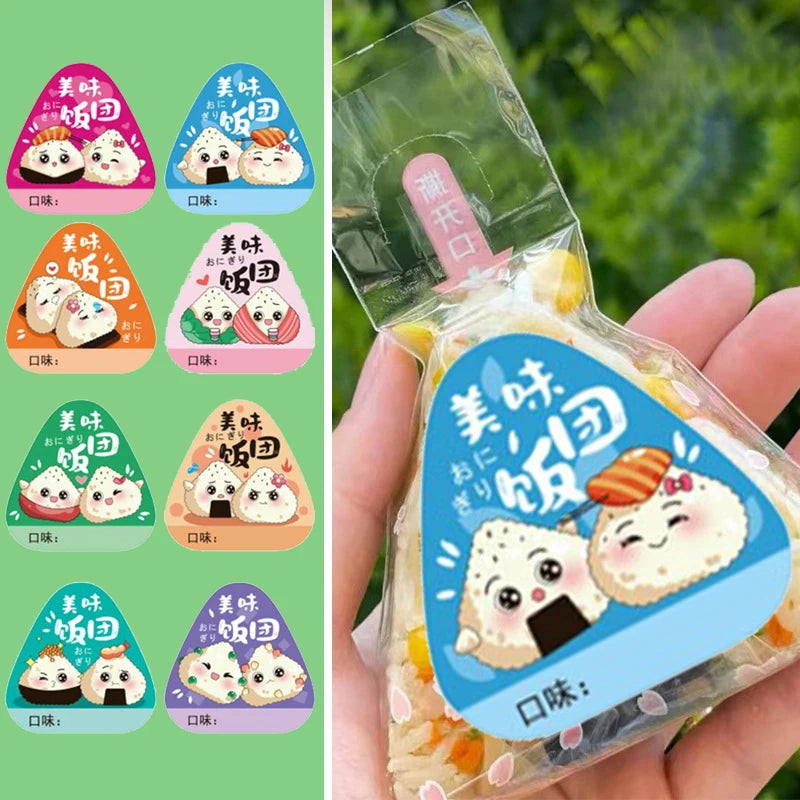 80 Pcs Onigiri Rice Ball Packing Bag Stickers | Bento Decor Bento Packing Stickers Axl