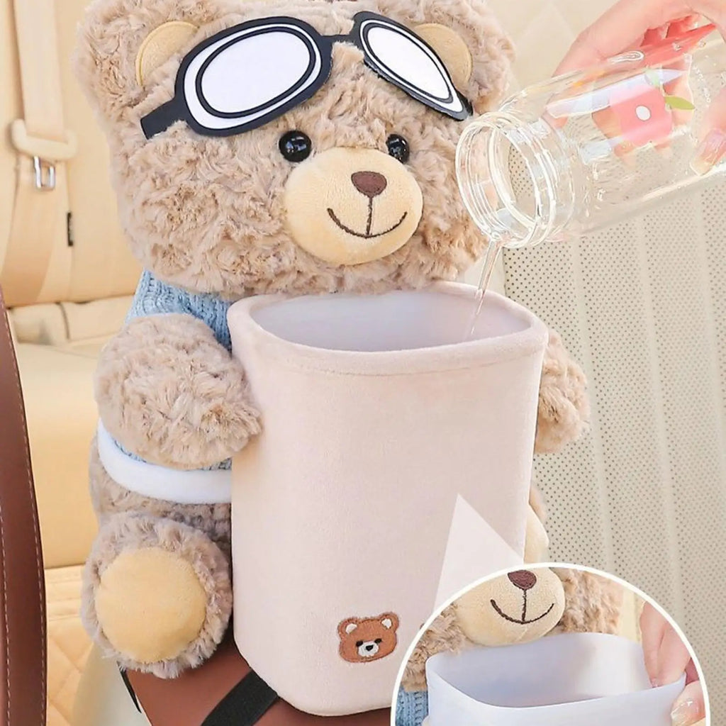 2-in-1 Car Armrest Tissue Holder & Trash Can – Bear Design Car Armrest Organizer Axl