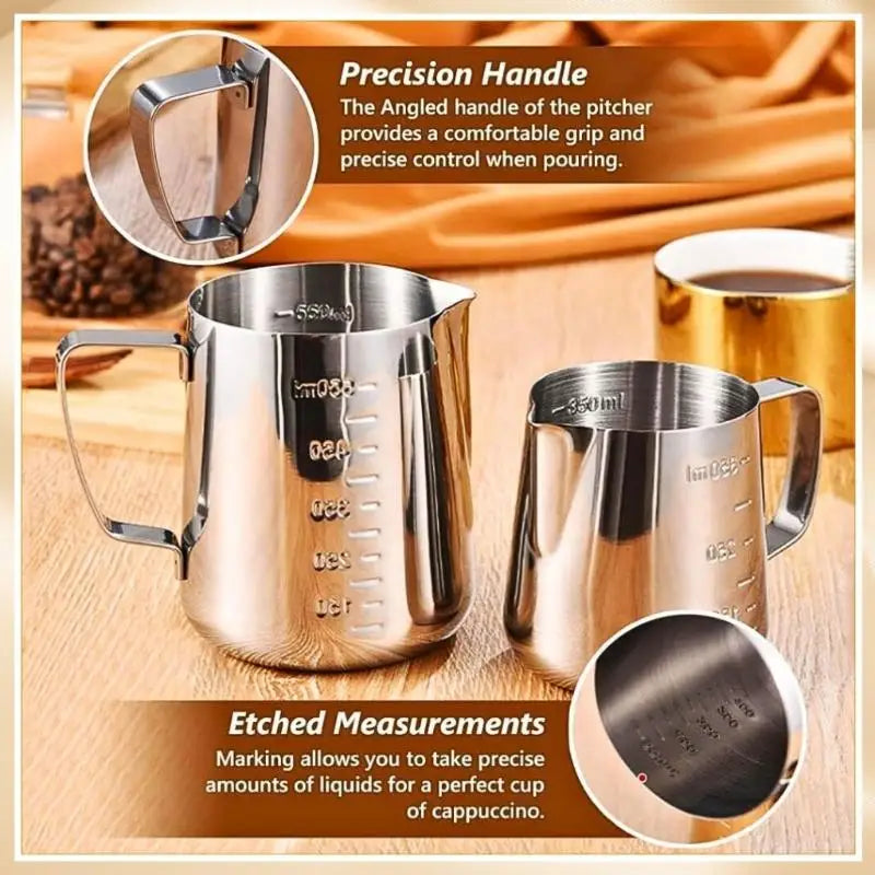Stainless Steel Milk Frothing Pitcher 350ml 600ml | Latte Jug Milk Frothing Pitcher Axl