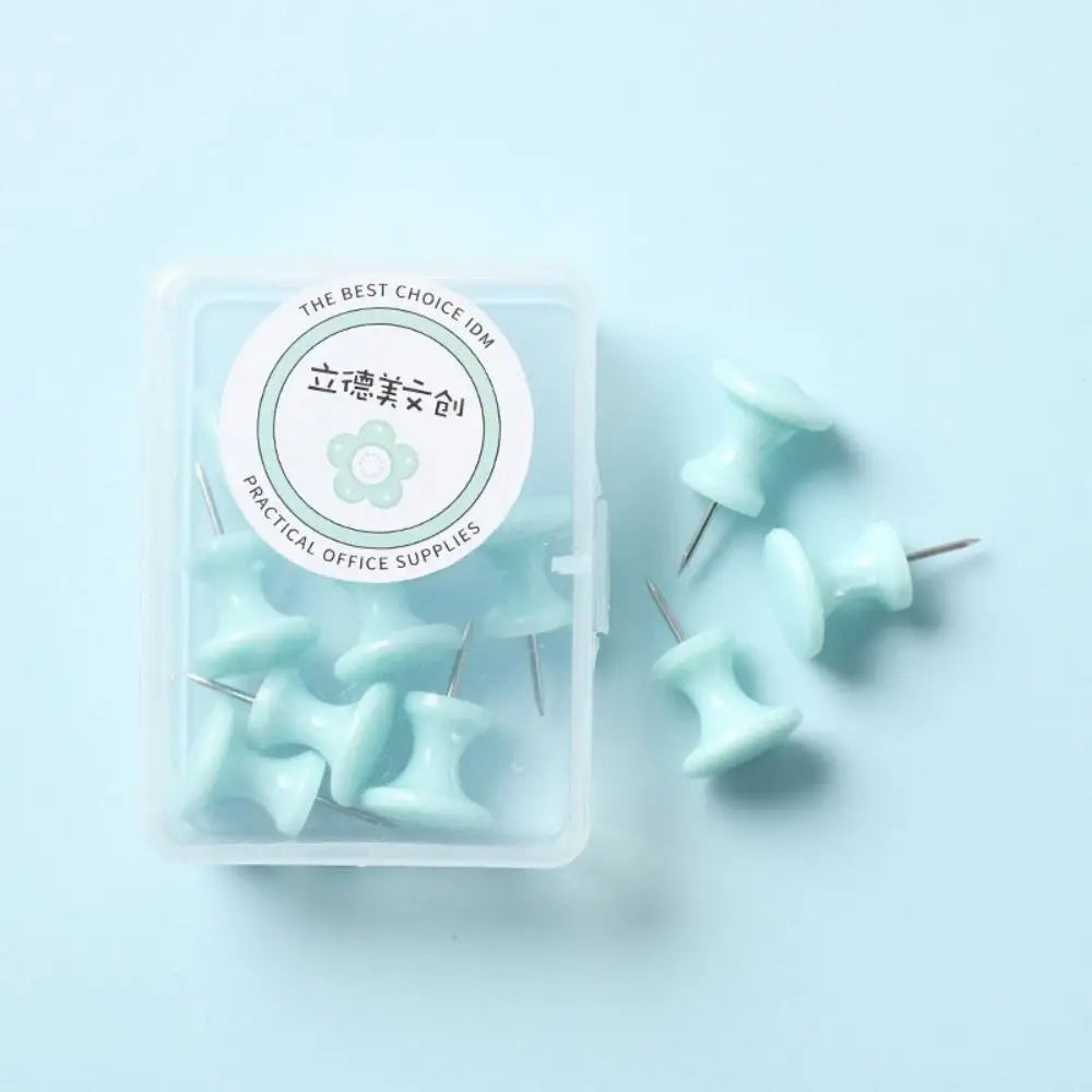 Macaron Color Pushpins – Pastel Plastic Thumb Tacks for Boards Decorative Pushpins Axl Green-L-10pcs-box