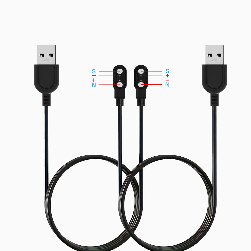 2-Pack 2-Pin 2.5mm Magnetic Smart Watch Charging Cable USB Smart Watch Charger Axl Black