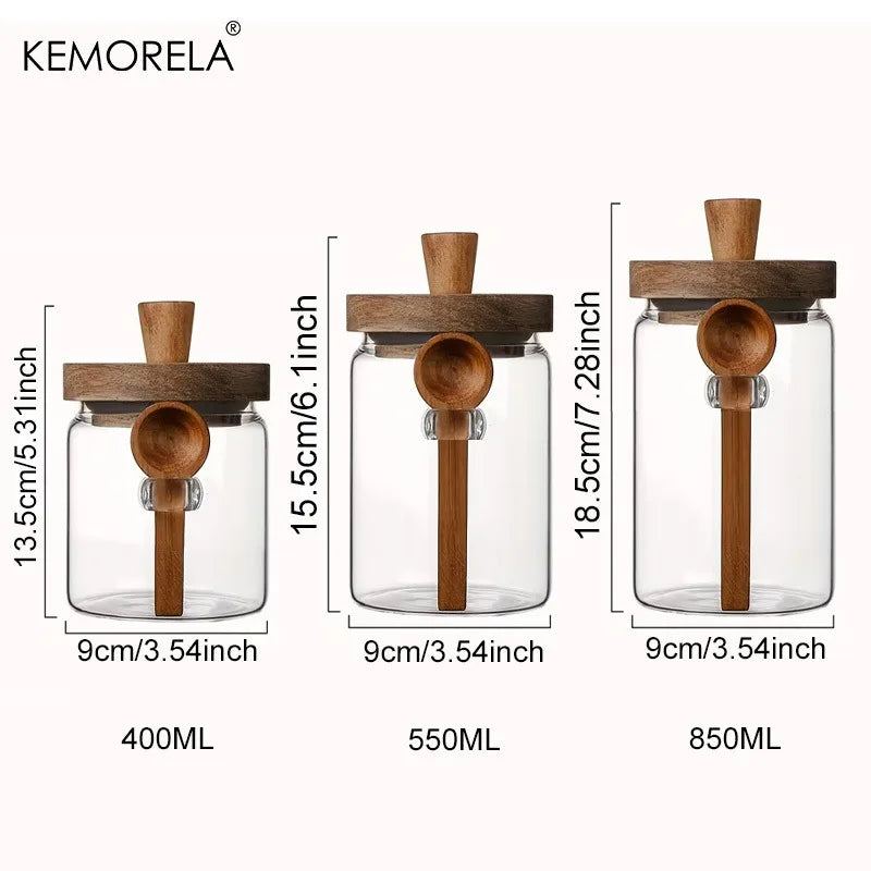 Glass Sealed Storage Jar with Spoon | Coffee, Spice & Grain Glass Storage Jar Axl