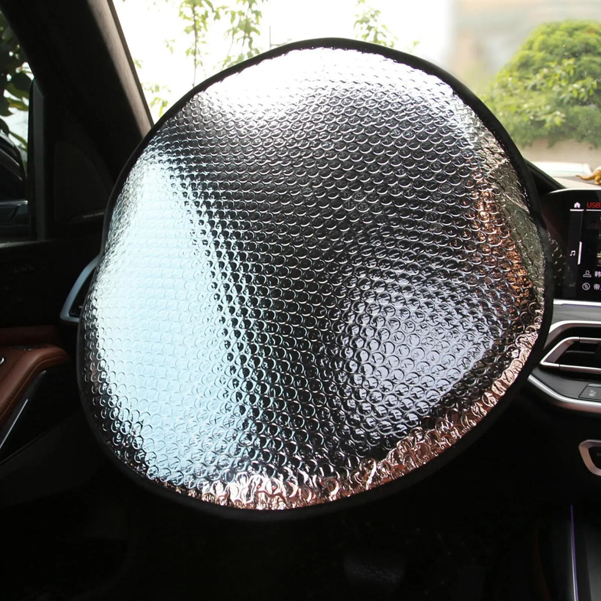 Foldable Aluminum Foil Steering Wheel Sun Shade Cover | UV Block Steering Wheel Sun Shade Axl