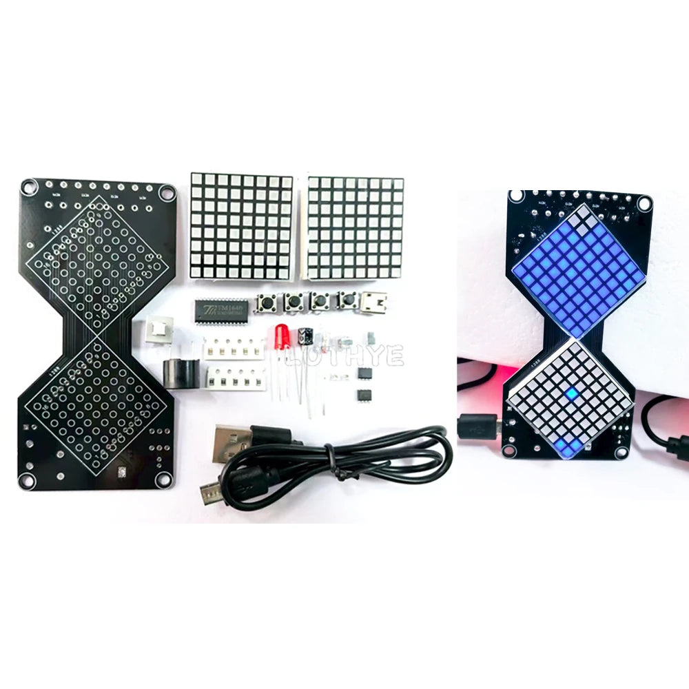 DIY LED Dot Matrix Electronic Hourglass Gravity Timer Kit DIY Electronics Kit Axl Blue