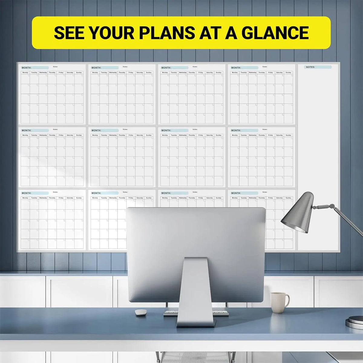 Dry Erase Wall Calendar – 12-Month Erasable Yearly Planner Dry Erase Wall Calendar Axl