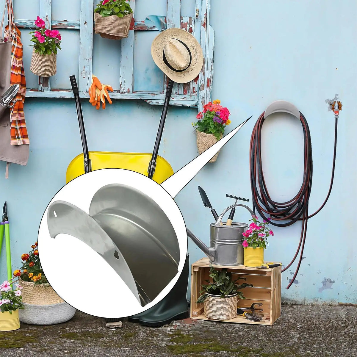 Heavy Duty Wall Mount Metal Garden Hose Hanger & Organizer Garden Hose Holder Axl