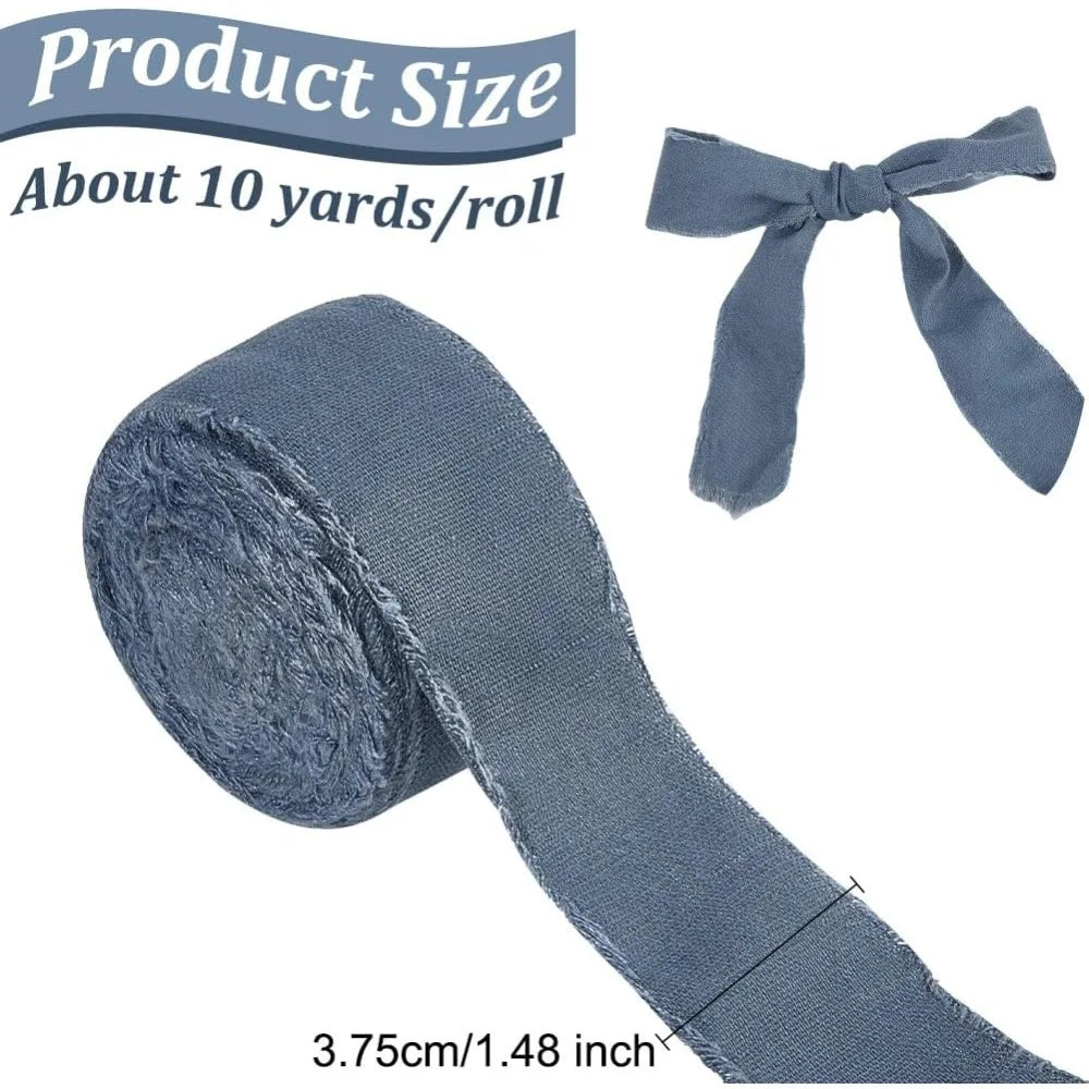 10 Yards Steel Blue Burlap Frayed Jute Ribbon – 1.5" Craft Craft Ribbon Axl