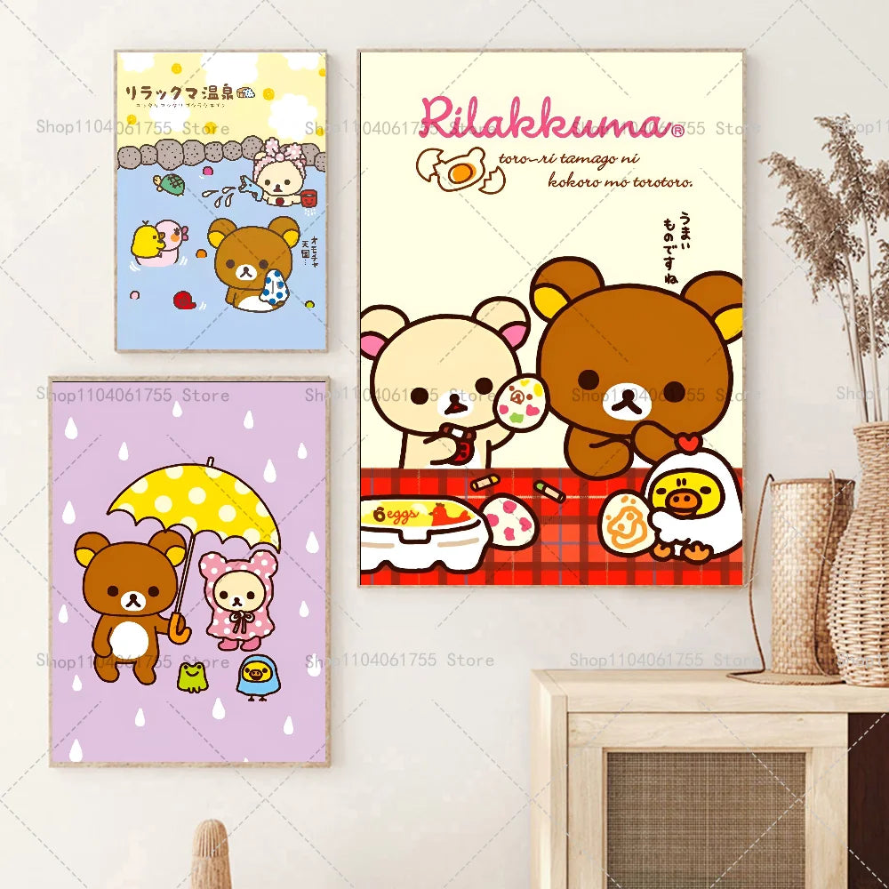Rilakkuma Anime Cartoon Wall Poster – Waterproof Self-Adhesive Anime Wall Poster Axl