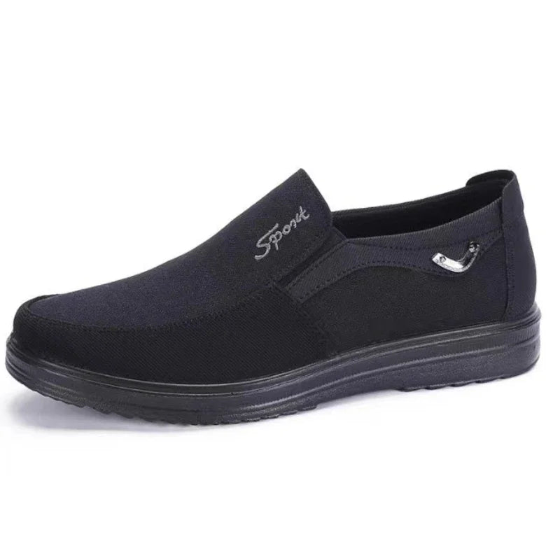 Men's Canvas Slip-On Loafers – Breathable Flat Sneakers Plus Size Canvas Slip-On Loafers Axl black 41