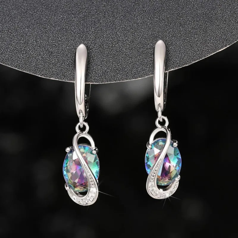 Huitan Colored CZ Dangle Earrings | Bridal Wedding Jewelry Dangle Earrings Axl