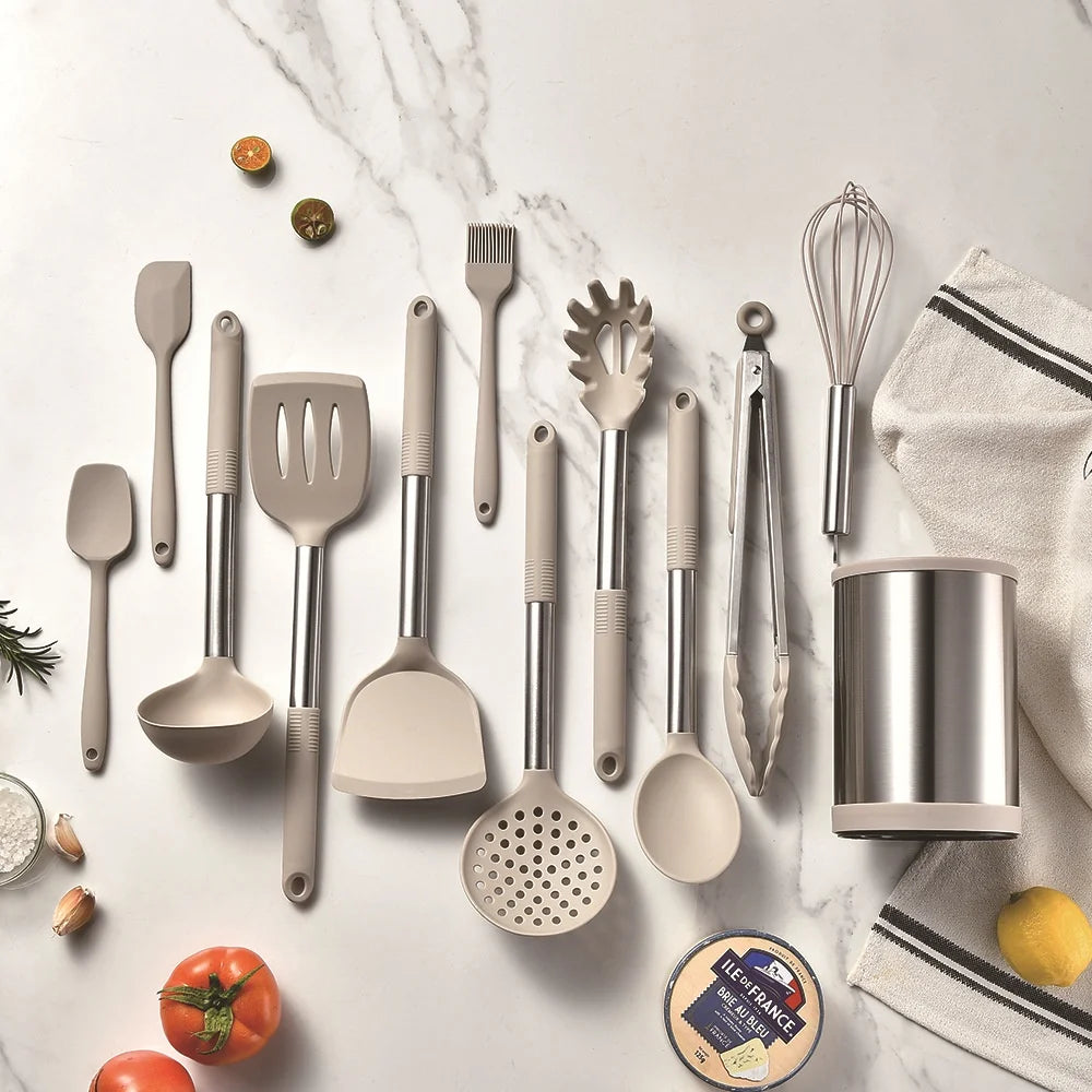 12-Piece Silicone Kitchen Utensil Set with 360° Rotating Stand Silicone Utensil Set Axl Kahki