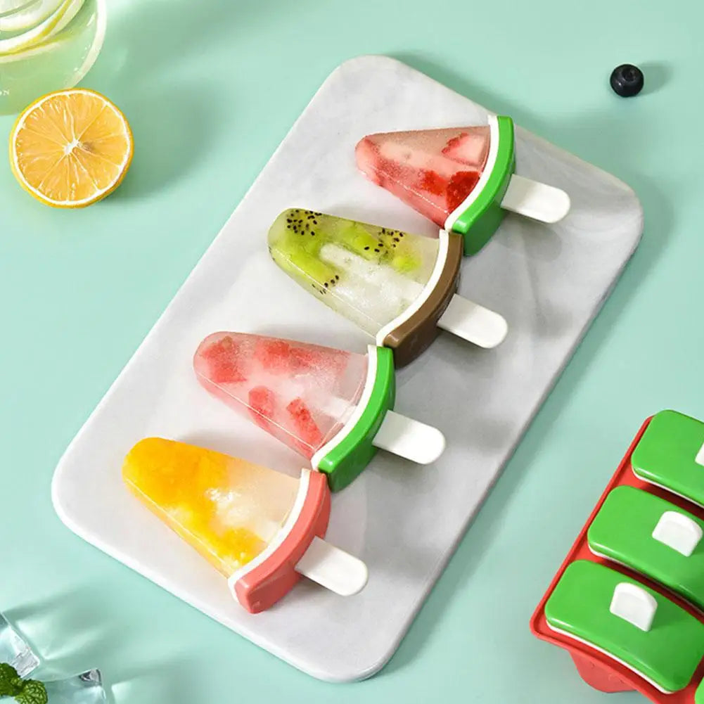 6-Grid Watermelon Silicone Popsicle Mold Tray with Sticks Popsicle Mold Axl