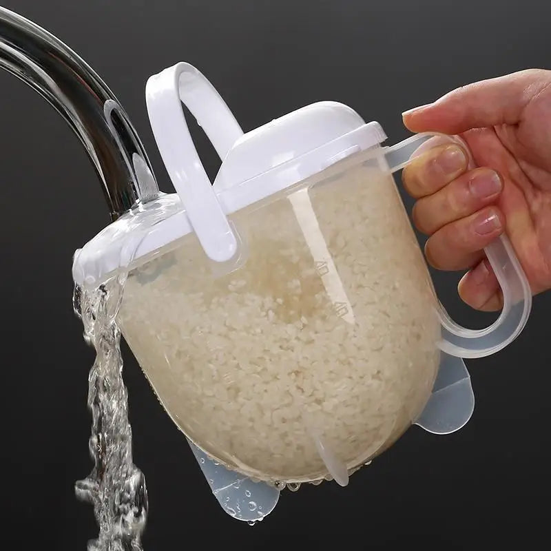Rice Strainer Bowl with Lid & Handle – Grain & Bean Washer Kitchen Strainer Bowl Axl