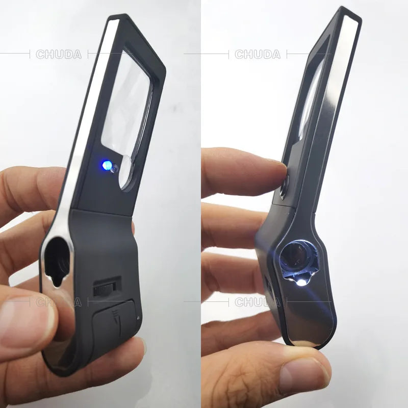 3X 10X 55X Handheld Magnifying Glass with LED & UV Light Handheld Magnifier Loupe Axl