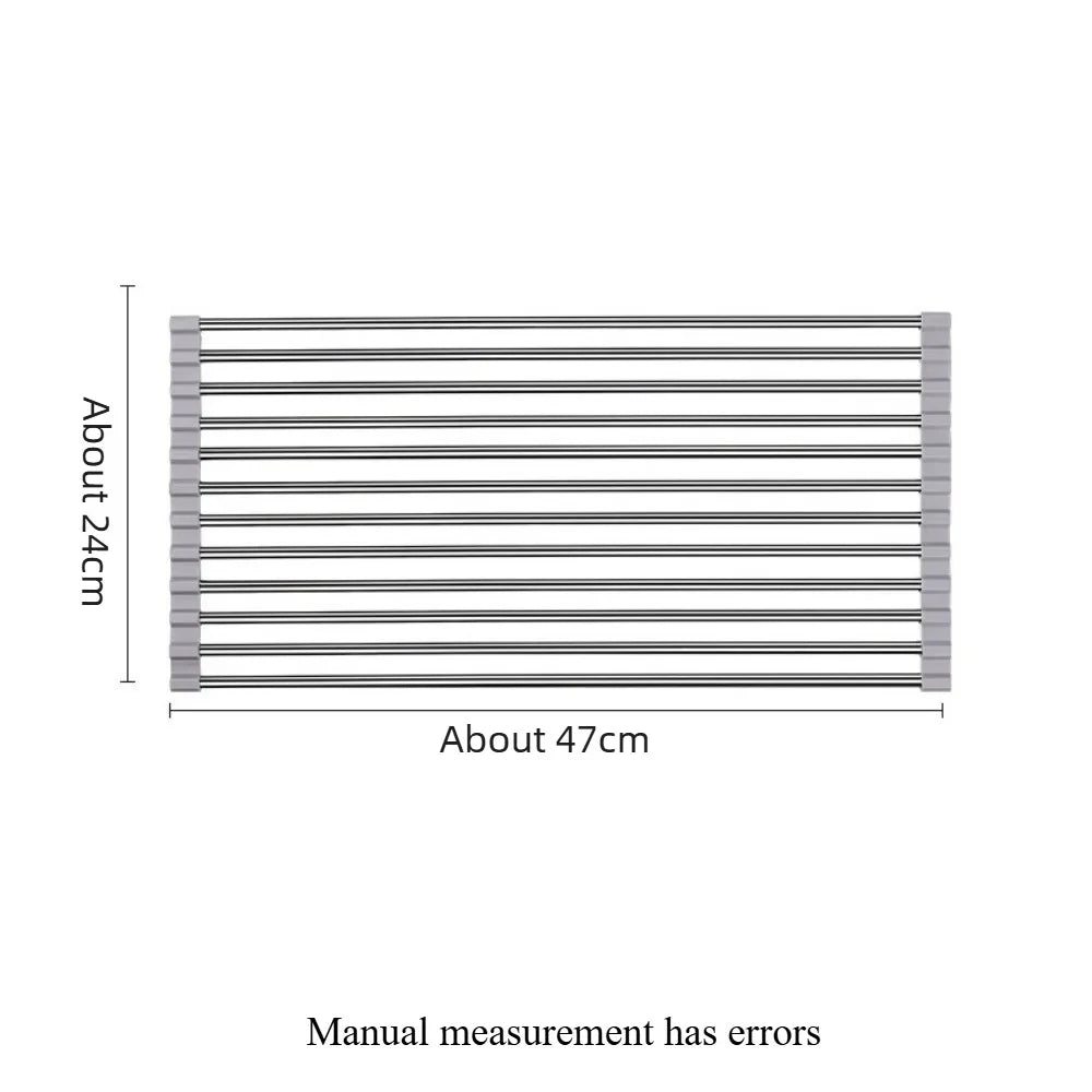 Foldable Stainless Steel Sink Drying Rack | Kitchen Dish Drainer Sink Drying Rack Axl 24X47-1pcs