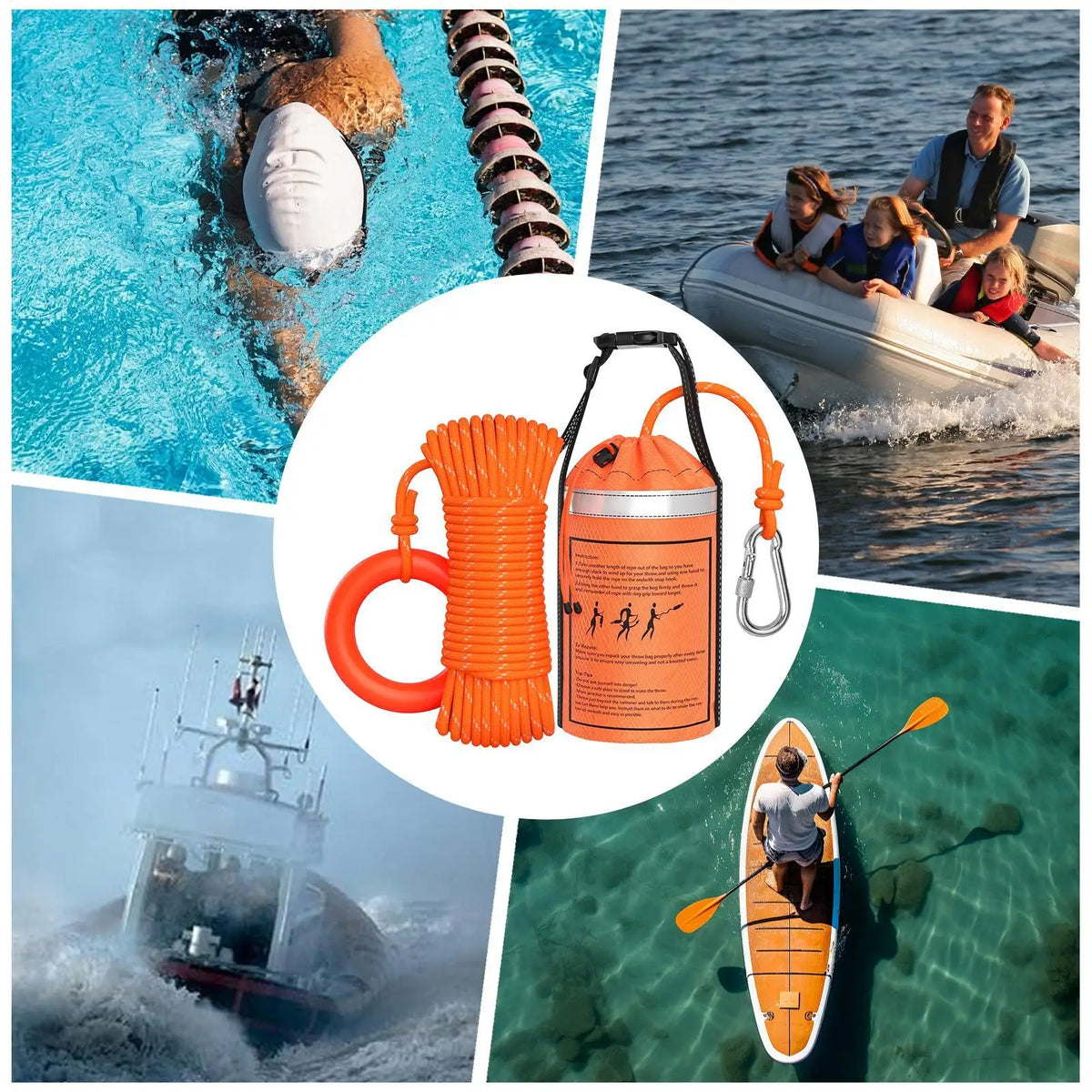 Reflective Water Rescue Throw Bag – 15m Kayak Throw Line Water Rescue Throw Bag Axl