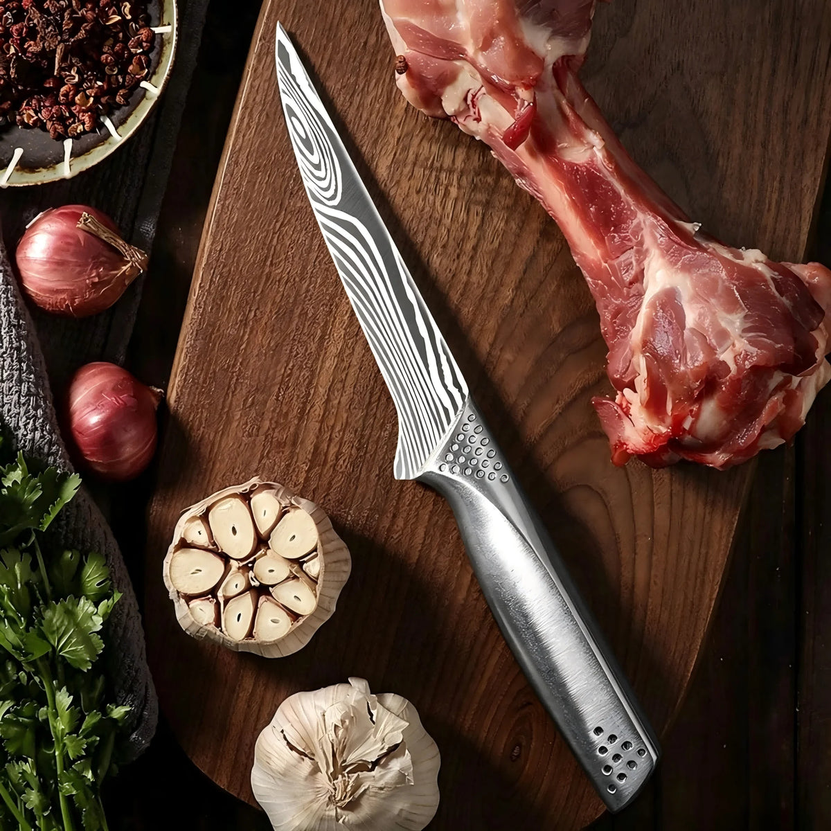 PLYS Damascus Chef Knife – Stainless Steel Boning & Meat Slicer Chef's Knife Axl A