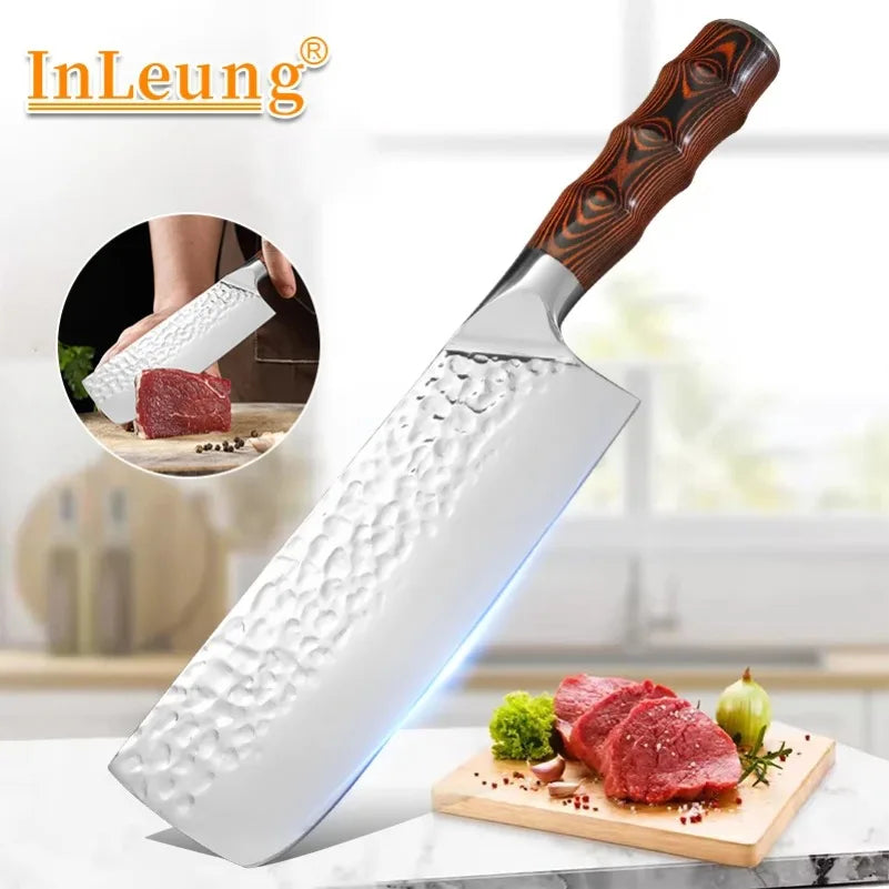 Stainless Steel Cleaver Knife – Wood Handle Butcher Kitchen Kitchen Cleaver Knife Axl