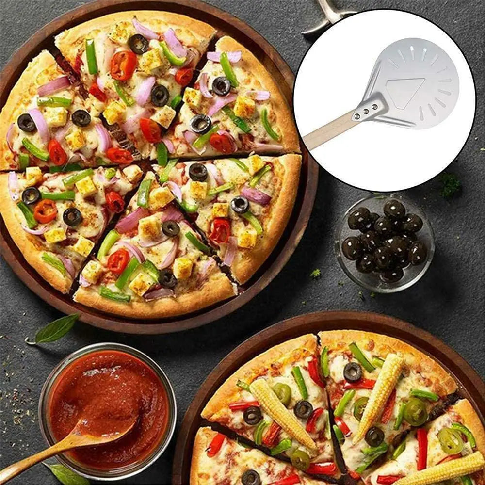 PGY Perforated Pizza Peel 7/8/9 Inch – Aluminum Wood Handle Pizza Peel Axl