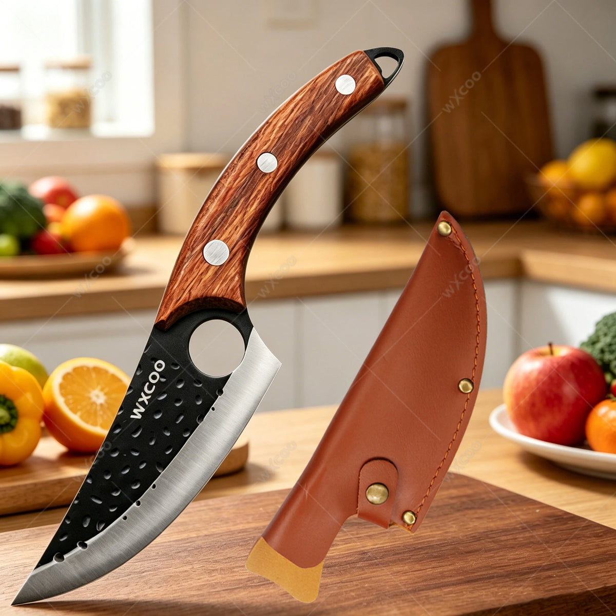 WXCOO Stainless Steel Meat Cleaver & Boning Knife Set Kitchen Knife Set Axl Boning Knife