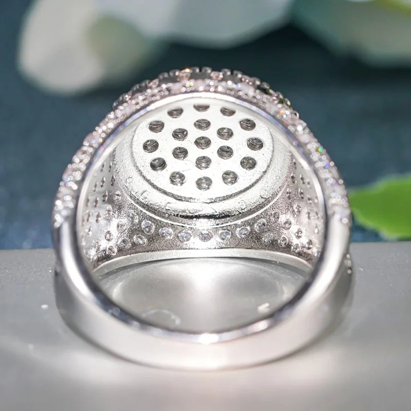 Huitan Wide Wedding Band Ring – Cubic Zirconia for Women Wedding Band Ring Axl