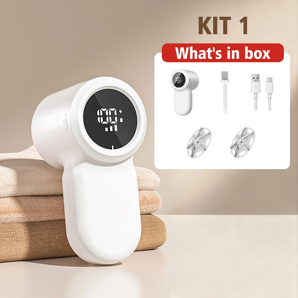 ONEKA Rechargeable Fabric Shaver & Lint Remover for Clothes Fabric Shaver Axl White