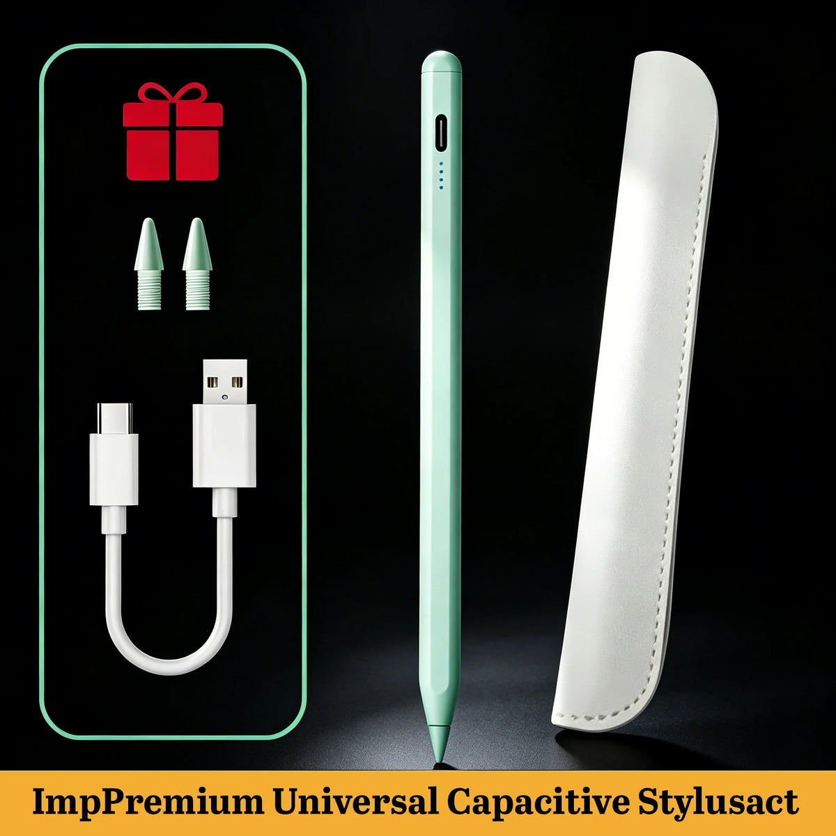 Universal Stylus Pen for Android & iOS Tablets – USB-C Rechargeable Tablet Stylus Pen Axl Green