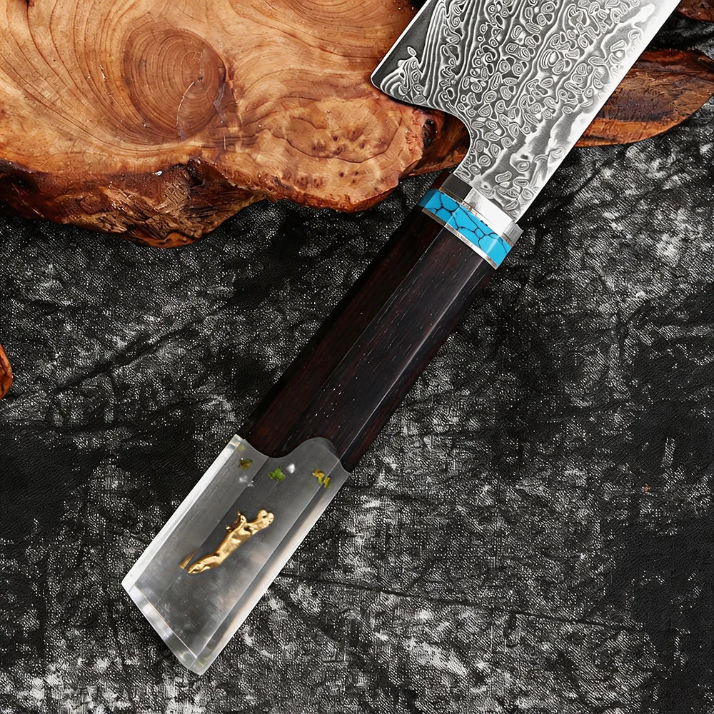 XITUO 7" Nakiri Knife VG-10 Damascus Steel | Wood Handle Nakiri Kitchen Knife Axl